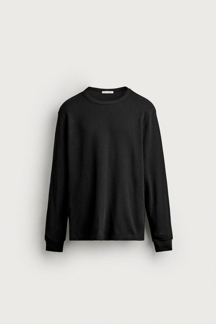 REGULAR FIT WAFFLE-KNIT T-SHIRT