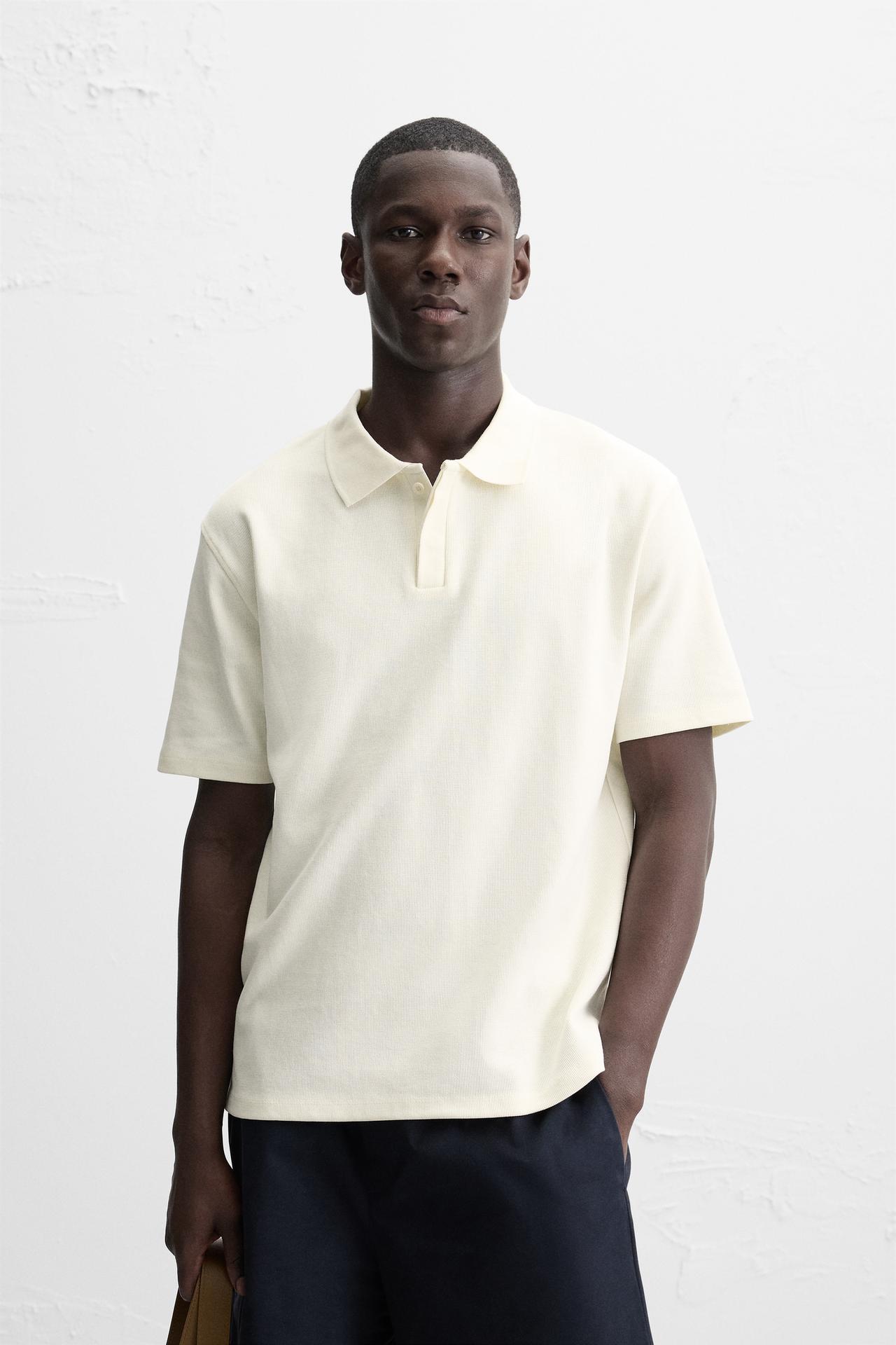 TEXTURED POLO SHIRT - Ecru by Zara