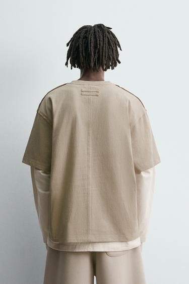 T-SHIRT HEAVYWEIGHT EFFET ENVERS - Sable de Zara - Image 2