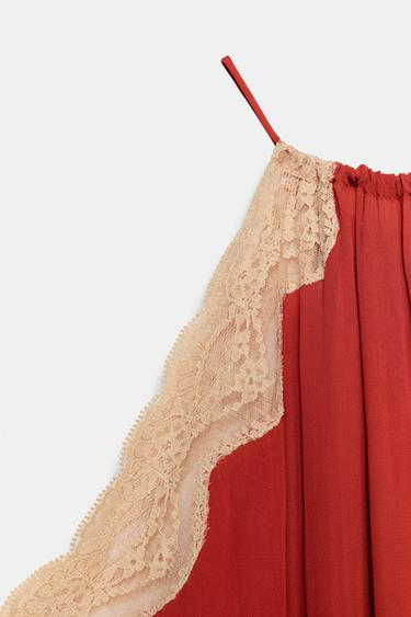 ZW COLLECTION LACE HALTER TOP - dark russet by Zara - Image 6