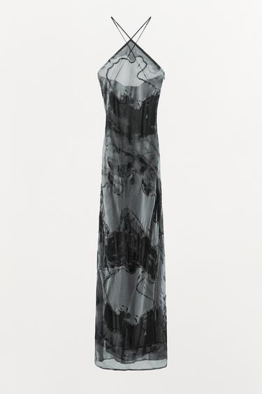 ROBE HALTER TIE & DYE FANTAISIE - Blanc / Noir de Zara - Image 5