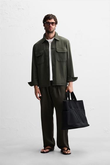 COMFORT TEXTURED OVERSHIRT - Dark green by Zara