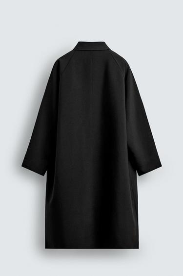 OVERSIZE WOOL BLEND TRENCH COAT - Black by Zara - Image 7
