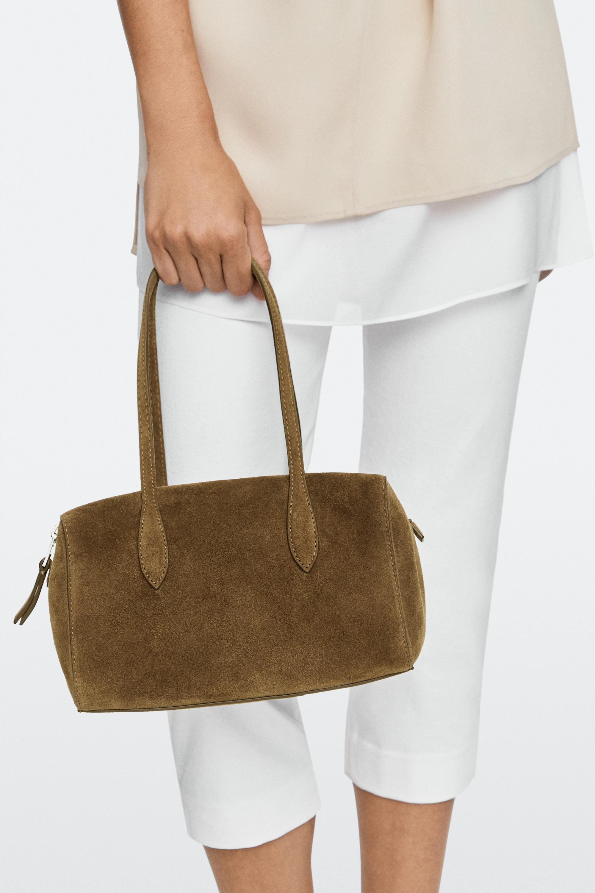Split suede leather mini satchel bag - 566 | ZARA United States