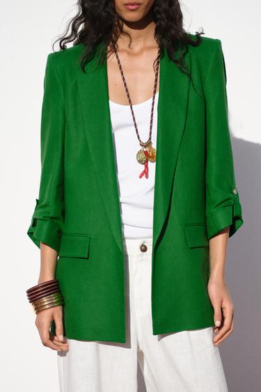 VESTE À MANCHES RETROUSSÉES - Vert de Zara - Image 5