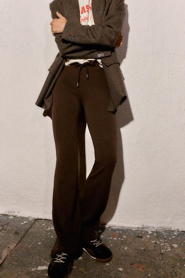 PANTALON INTERLOCK FLARE - Marron de Zara - Image 2