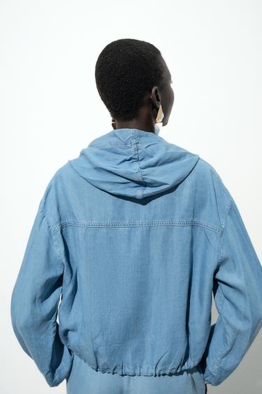 ADJUSTABLE HEM HOODED JACKET - Light indigo by Zara - Image 3