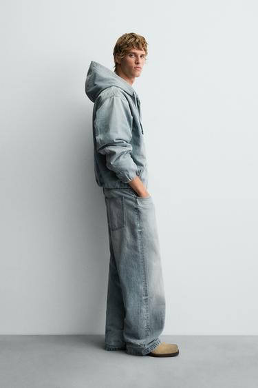 DENIM HOODIE JACKET - Aquamarine by Zara - Image 3