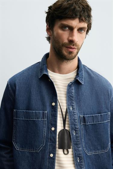 CHEMISE EN DENIM REGULAR FIT - Bleu moyen de Zara - Image 4