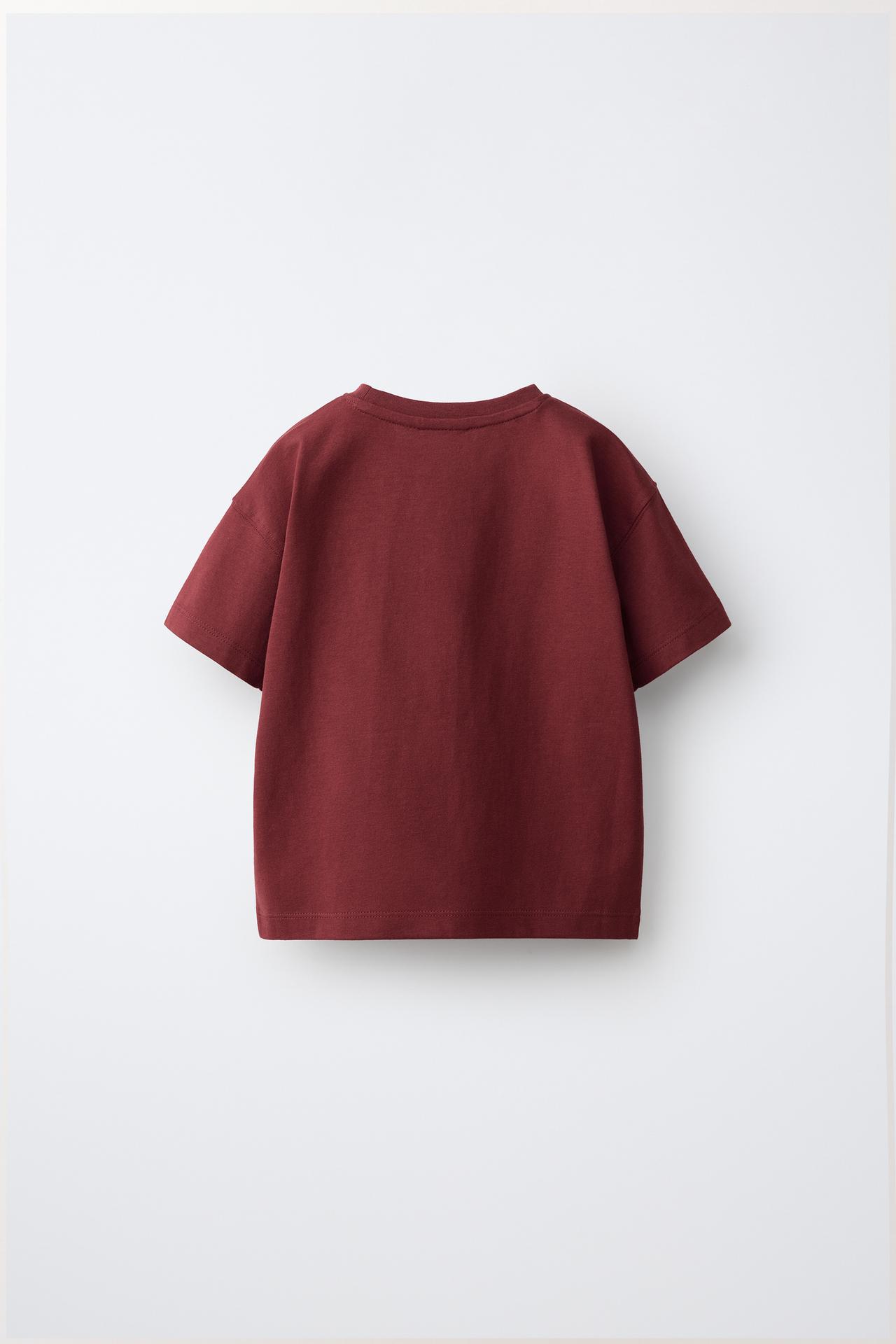 TERRY EMBROIDERED T-SHIRT — Burgundy