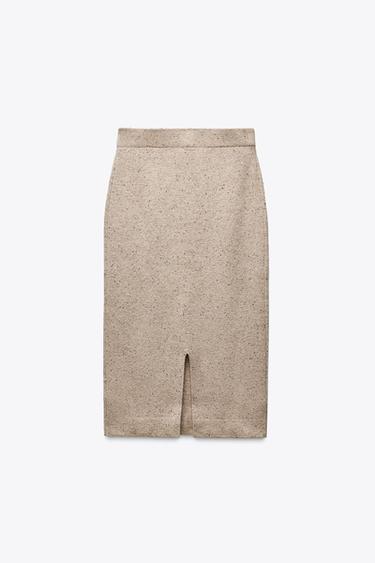 100% WOOL MIDI SKIRT - Beige de Zara - Image 5