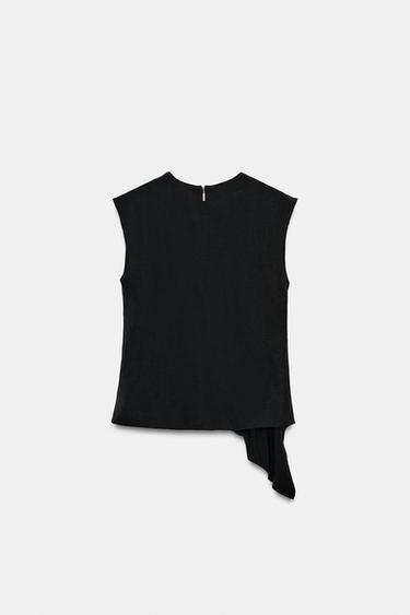 SLEEVELESS TOP WITH GATHERING - Black by Zara - Image 7