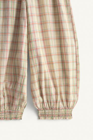 LIMITED EDITION EMBROIDERED FLORAL CHECK SAROUEL TROUSERS - Multicoloured by Zara - Image 7