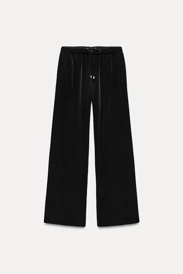 PANTALÓN WIDE LEG TERCIOPELO - Negro de Zara