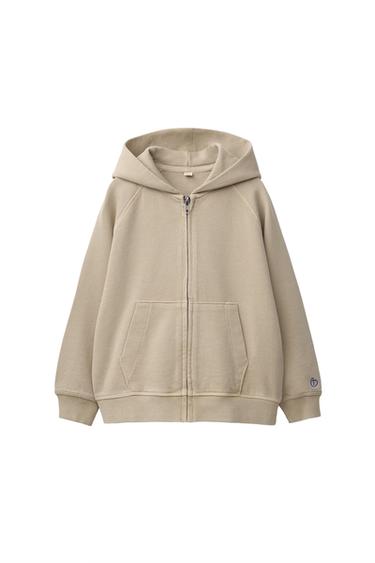 ENOBARVEN PULOVER Z ZADRGO - Peščena od Zare