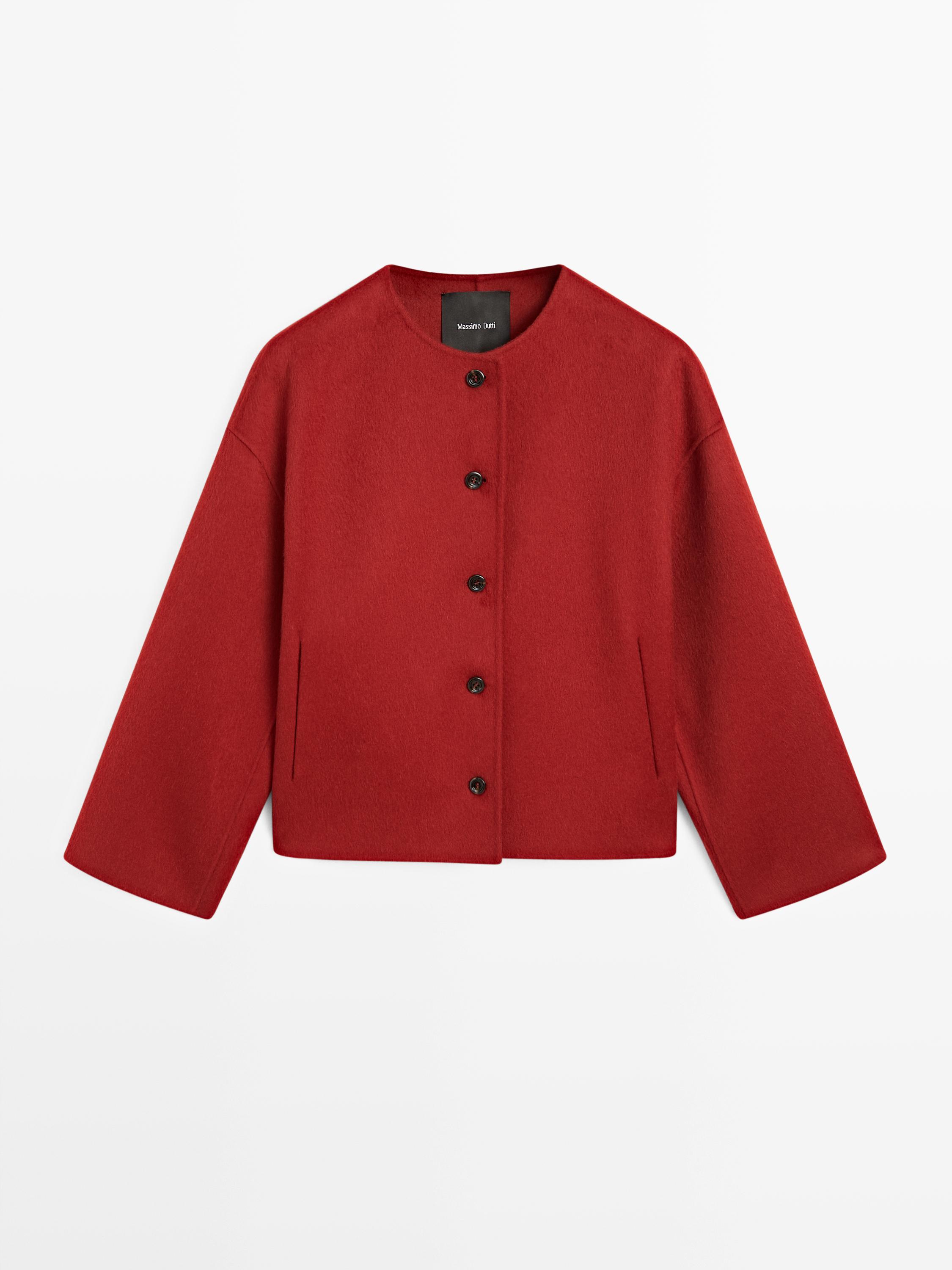 Wool blend jacket with seams