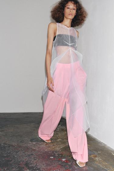 ZW COLLECTION DARTED TROUSERS - Pastel pink by Zara