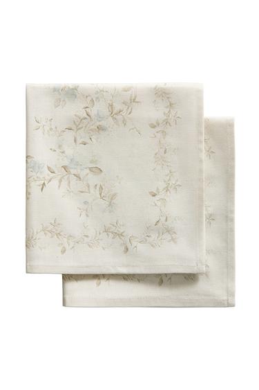 Zara PLANT PRINT NAPKINS (PACK OF 2) - Bluish