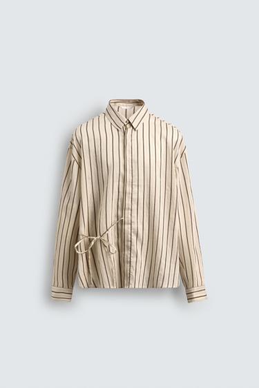 CHEMISE À RAYURES ET NŒUD - Écru de Zara