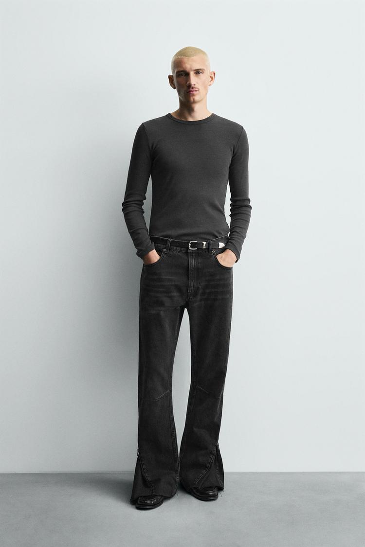 FLARE FIT ZIPPER JEANS