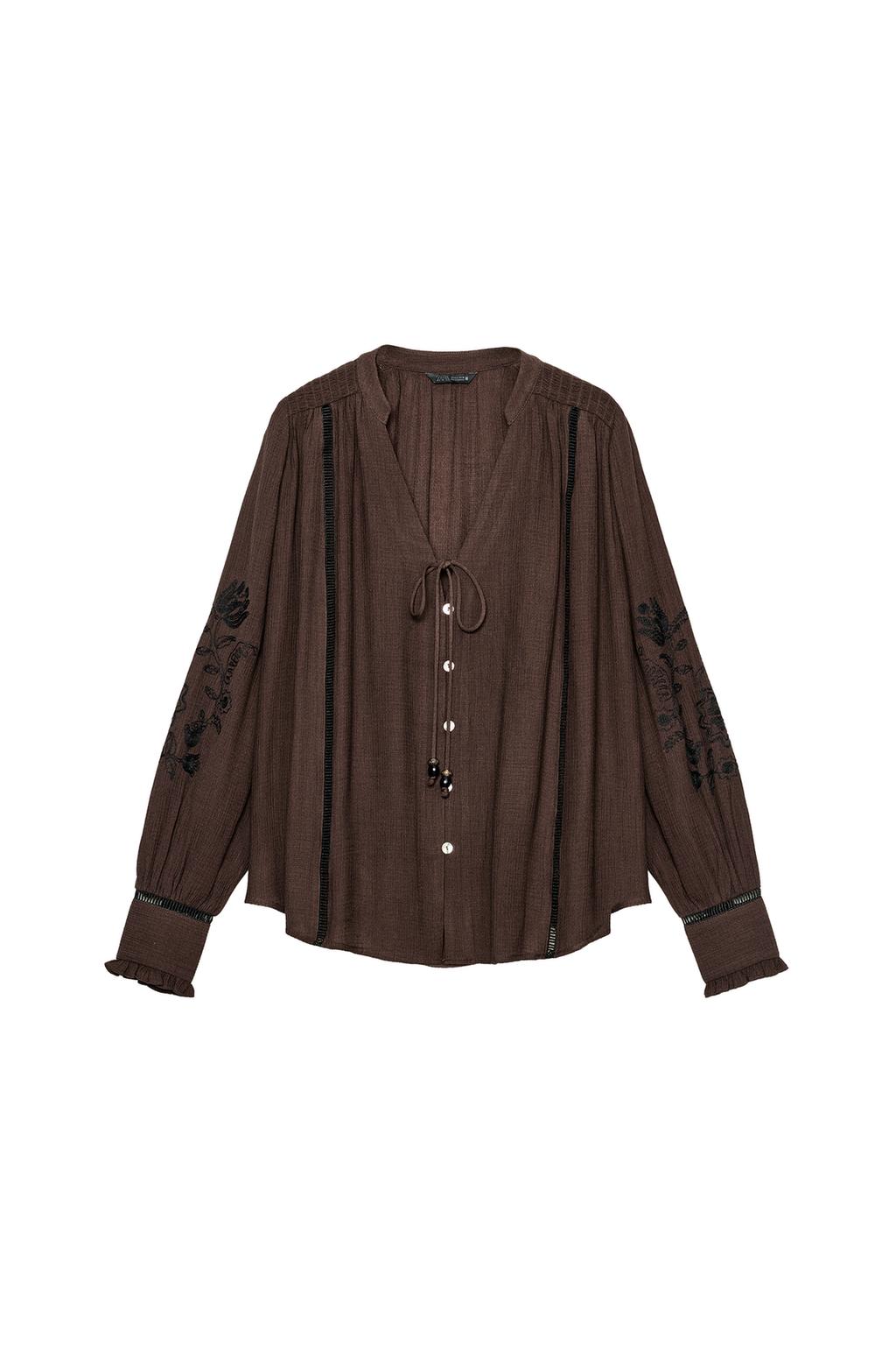 EMBROIDERED LACE INSERT SHIRT - image 3