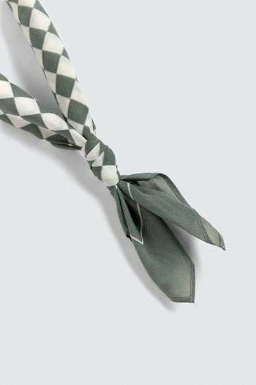 CHECK PRINT BANDANA - Green by Zara - Image 3