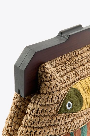 RAFFIA BAG WITH FISH EMBROIDERY - camel by Zara - Image 5