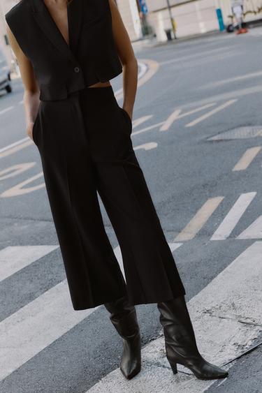 PANTALON JUPE-CULOTTE TAILLE HAUTE - Noir de Zara - Image 3
