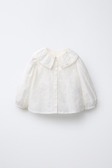 EMBROIDERED BLOUSE - Ecru by Zara