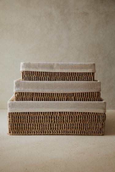 RECTANGULAR FABRIC INTERIOR BASKET - Light beige by Zara