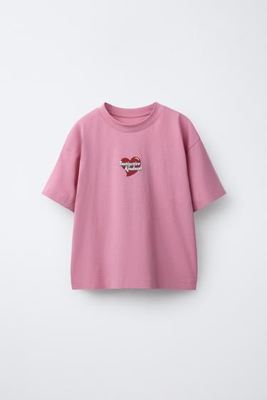 Zaras T-SHIRT MED HJÄRTAN - Rosa