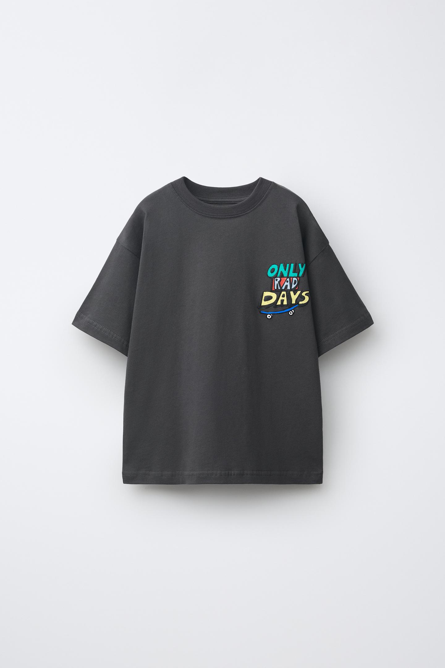 Детская футболка Zara Logo Print, цвет: Тёмный антрацитовый — фото 2