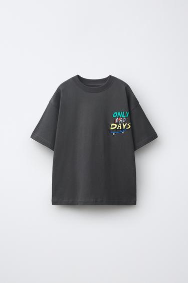 LOGO PRINT T-SHIRT - Dark anthracite by Zara - Image 0