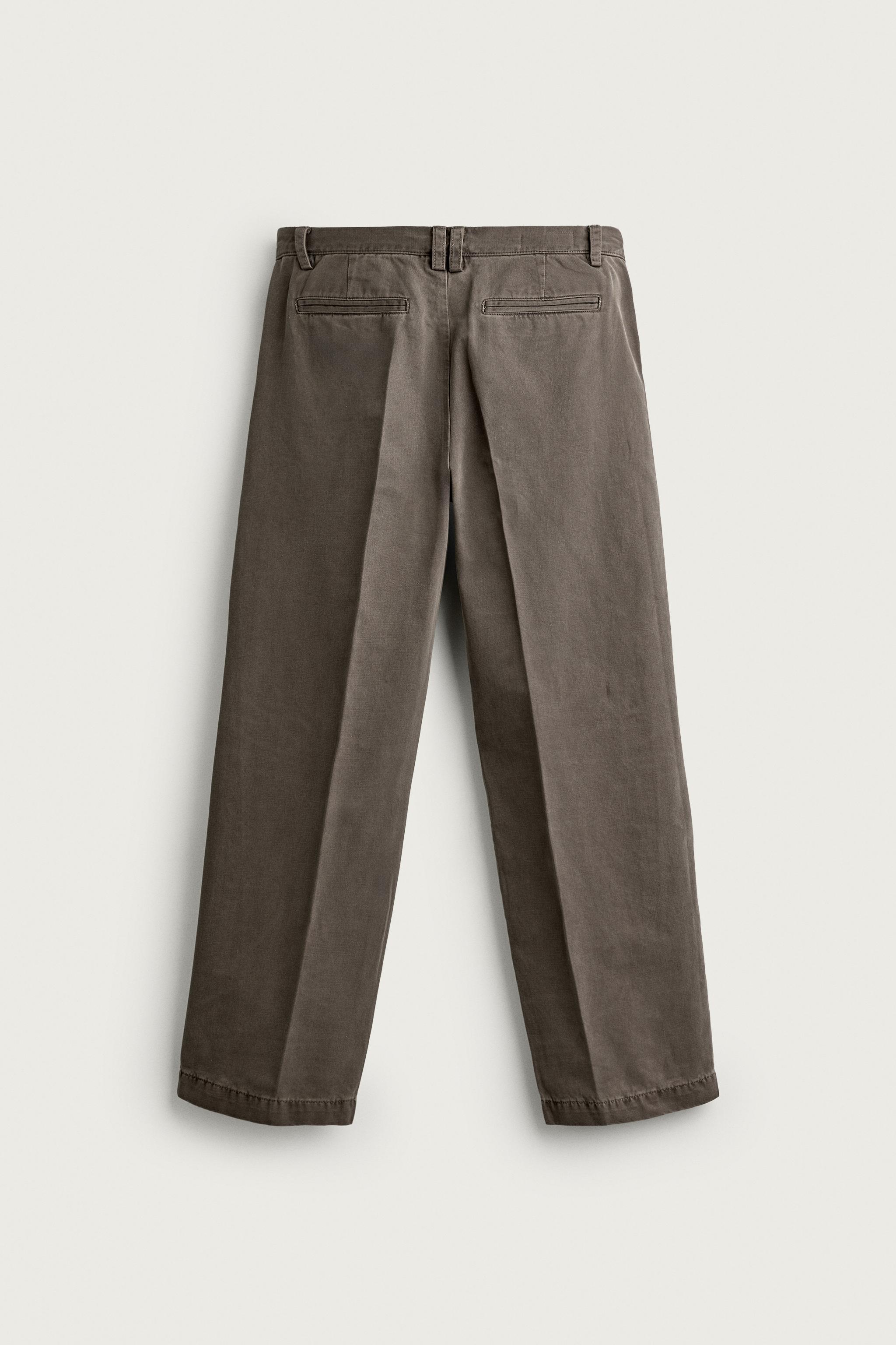 ウォッシュド リラックスフィット チノパンツ - ブラウン | ZARA Japan