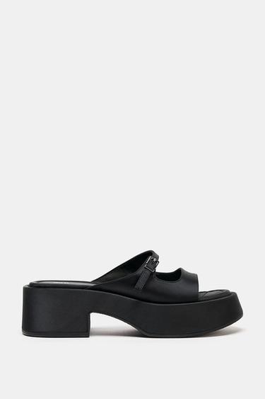 Zara 結飾厚底涼鞋 - 黑色
