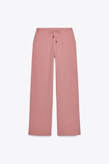 PANTALÓN ANCHO EFECTO ARRUGADO - MARSALA de Zara