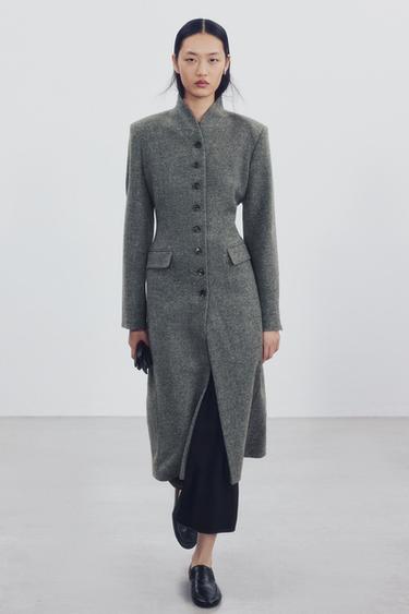 ZW COLLECTION WOOL BUTTON COAT — Gray 1