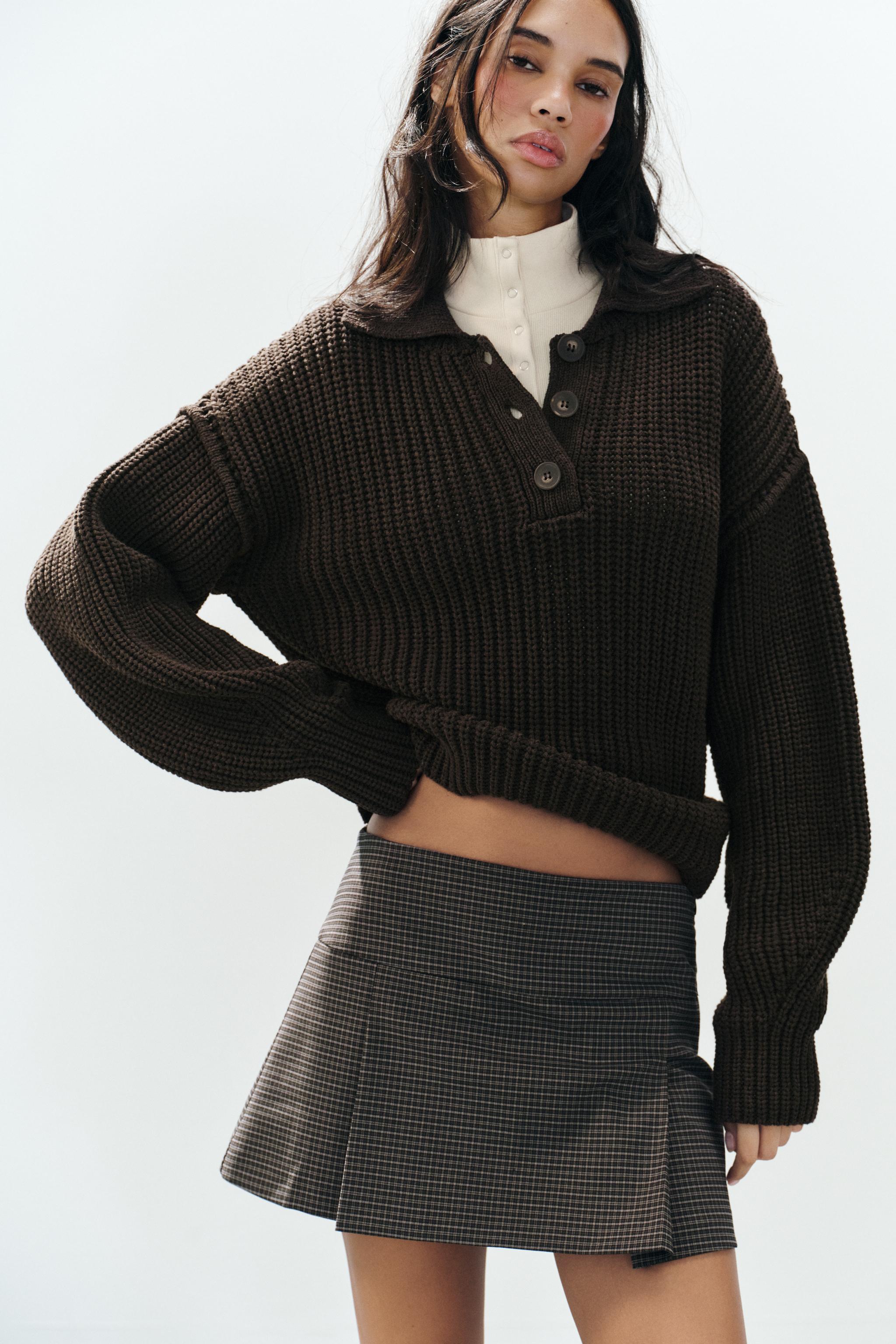 Plaid Pleated Skirt Pants by Zara