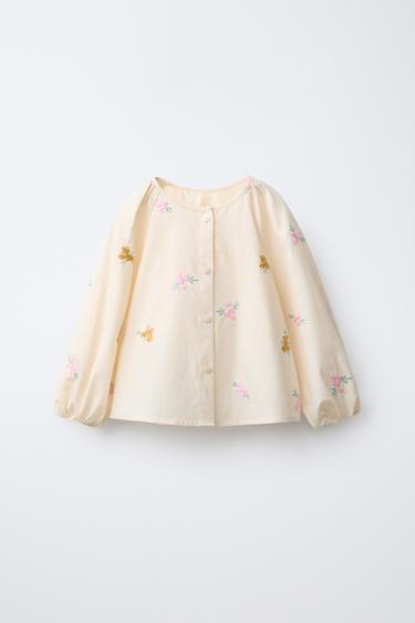CHEMISE À FLEURS BRODÉES - Écru de Zara