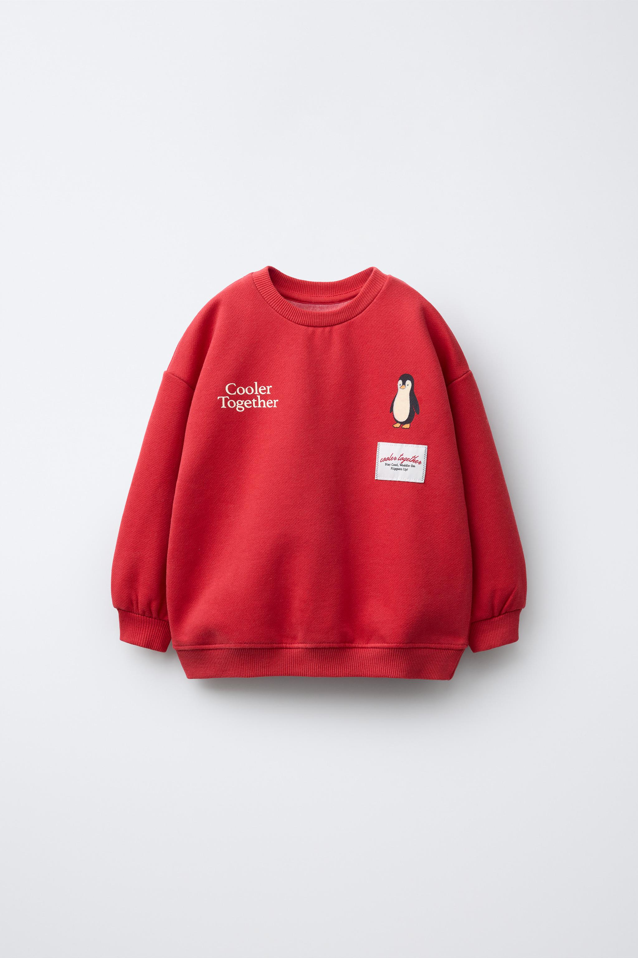 フロックペンギンスウェットシャツ - レッド | ZARA Japan / 日本