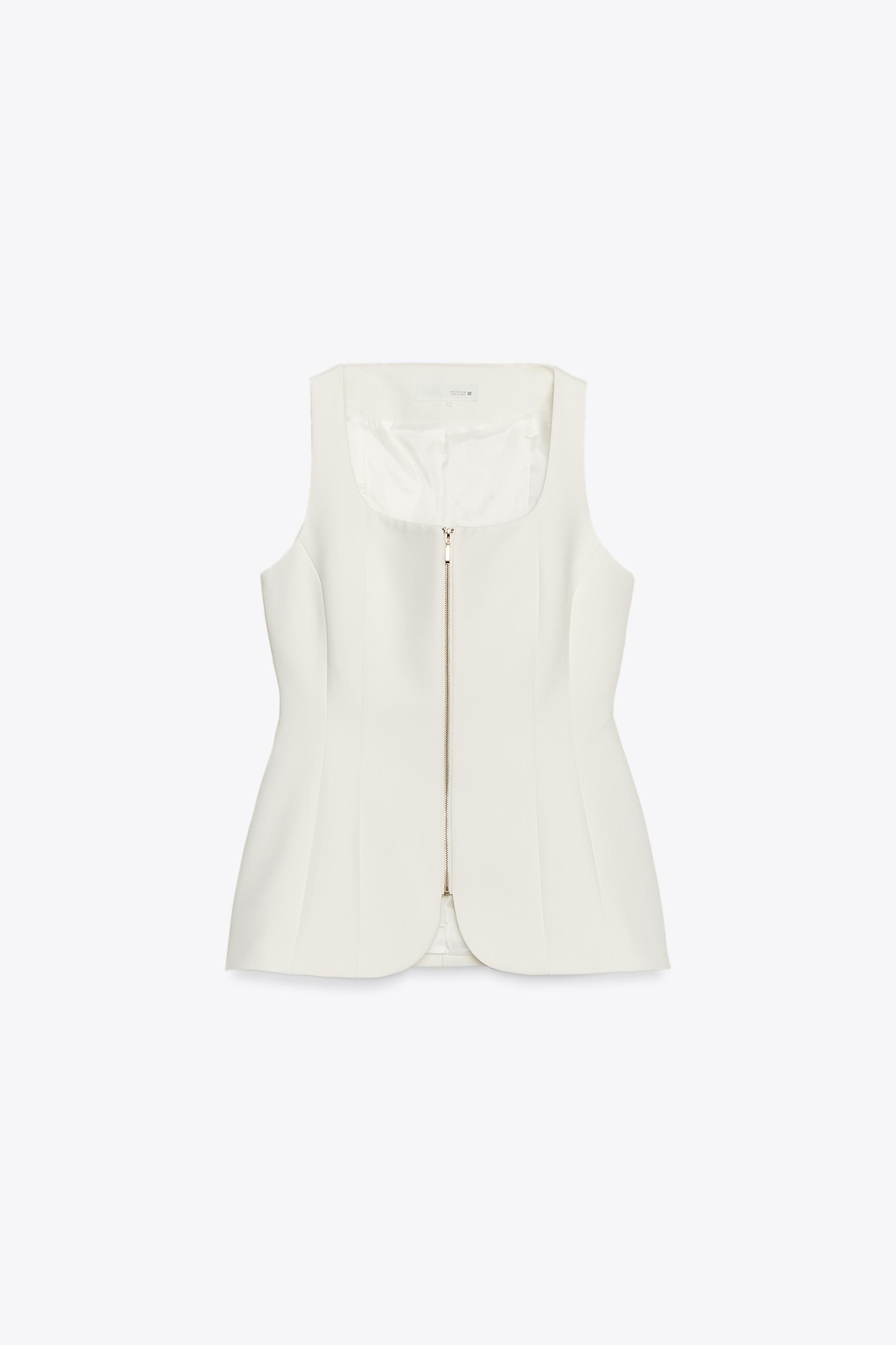 ★ZARA★Heart Button Padded Jumper★Cream 3046/533/712 New Zara Cream Gabardine Fabric Halter Playsuit Short