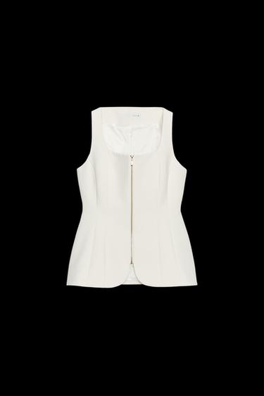 Zara ZIP-UP BUSTIER VEST - Ecru - Image 0