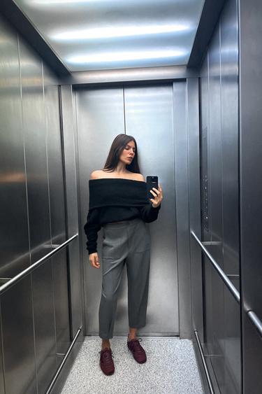 CARROT-HOSE MIT ZIERFALTEN AM SAUM - Grau meliert von Zara