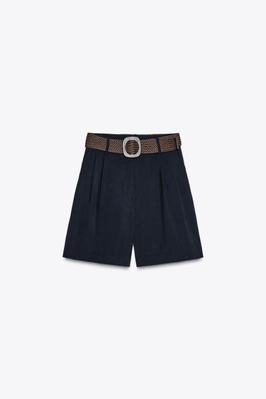 BERMUDA PINCES CEINTURE - Bleu marine de Zara - Image 4