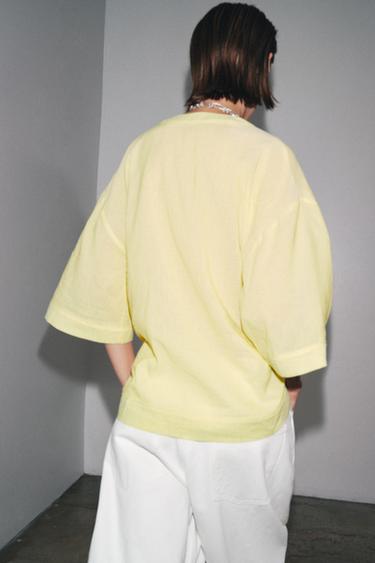 ZW COLLECTION STRIPED KIMONO WITH TIES - yellow by Zara - Image 4