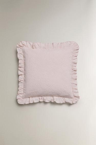 HOUSSE DE COUSSIN JACQUARD VOLANT - Rose pâle de Zara - Image 2