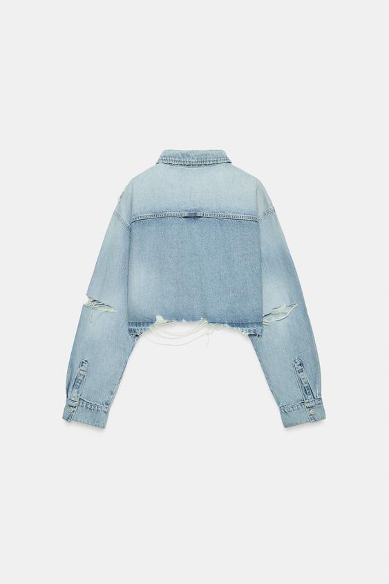 SURCHEMISE CROP EN DENIM TRF - Bleu clair de Zara - Image 6