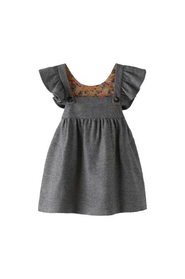 BUTTONED FLANNEL PINAFORE DRESS