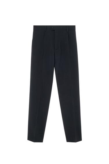 Zara 100% WOOL SUIT PANTS - Dark navy
