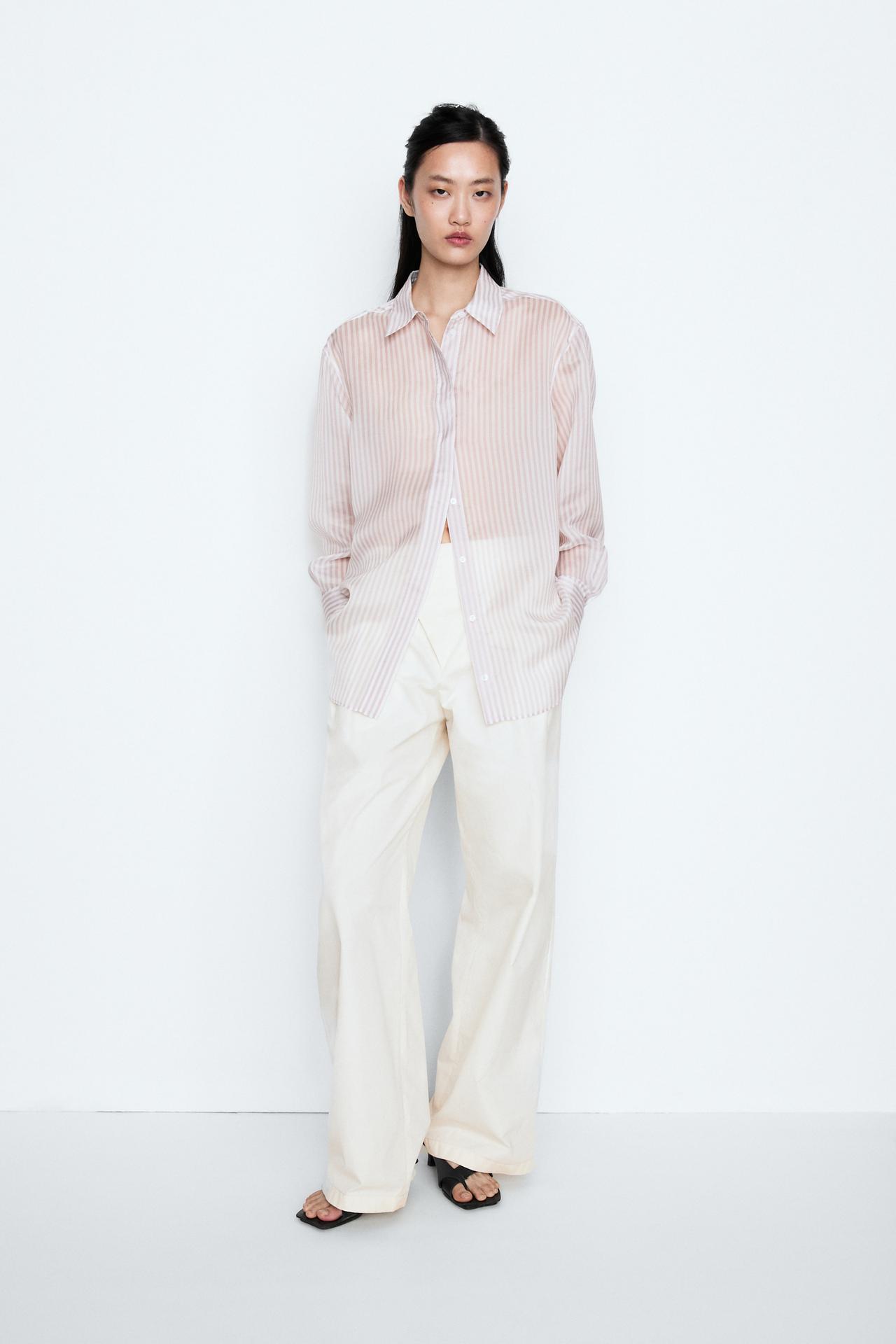 Flowing striped shirt - STUDIO — Pink / Mauve